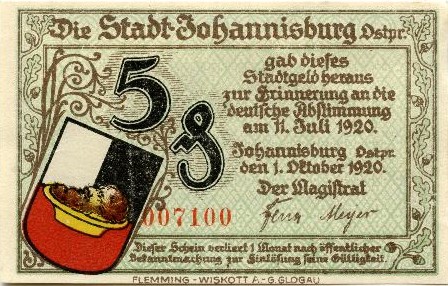 notgeld johannisburg